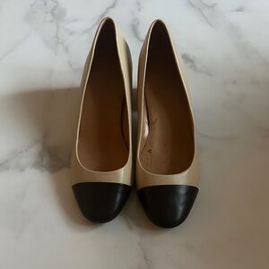 J. Crew Factory Cream and Black Heels